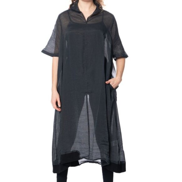 RUNDHOLZ black label oversized tunic dress semi sheer blak size small - Picture 1 of 10